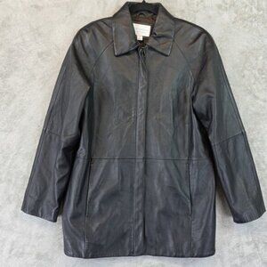 Vintage Worthington Lambskin Leather Jacket Women's S Black Full Zip Mid Length